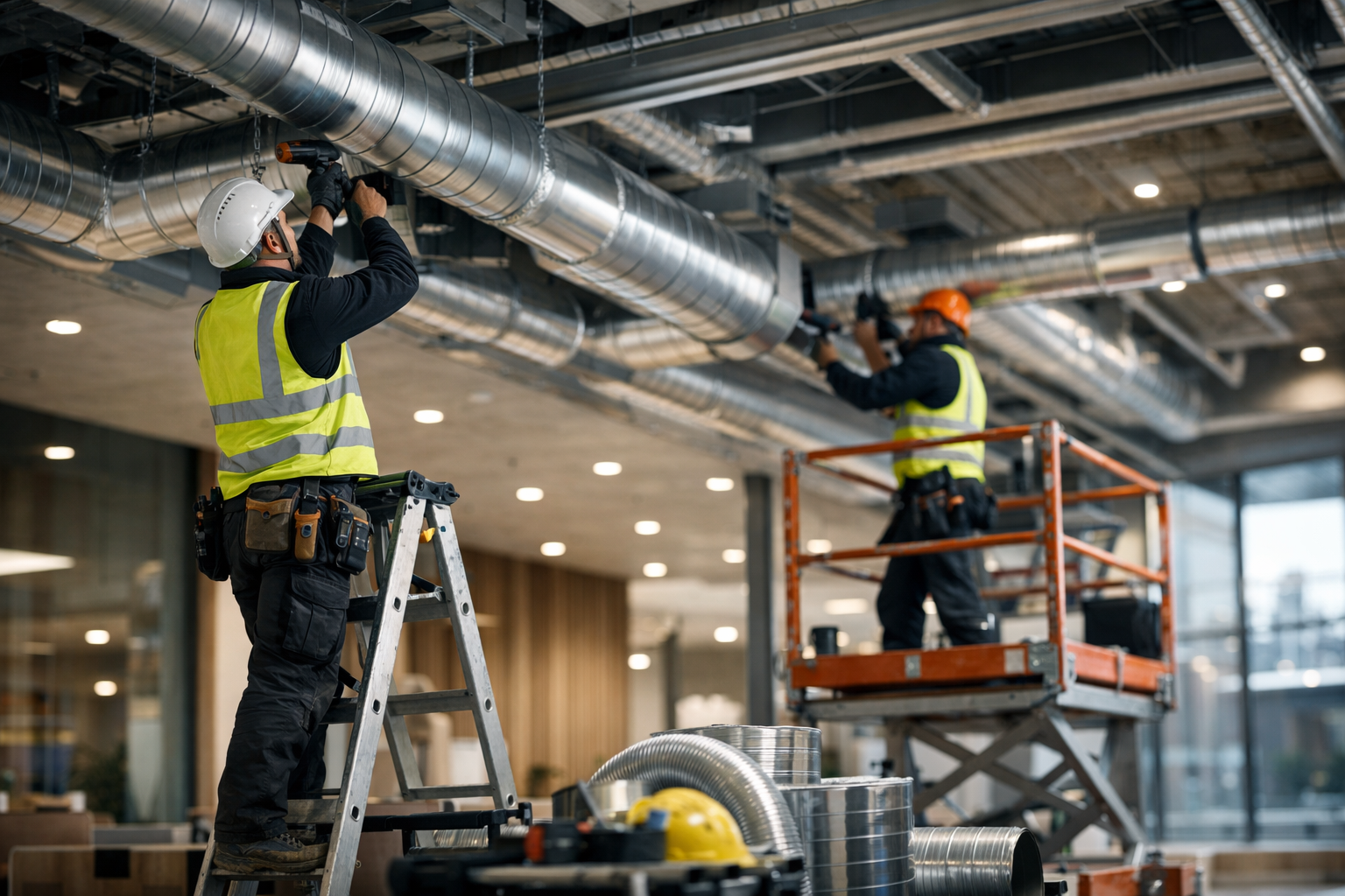 Ventilation installation on site